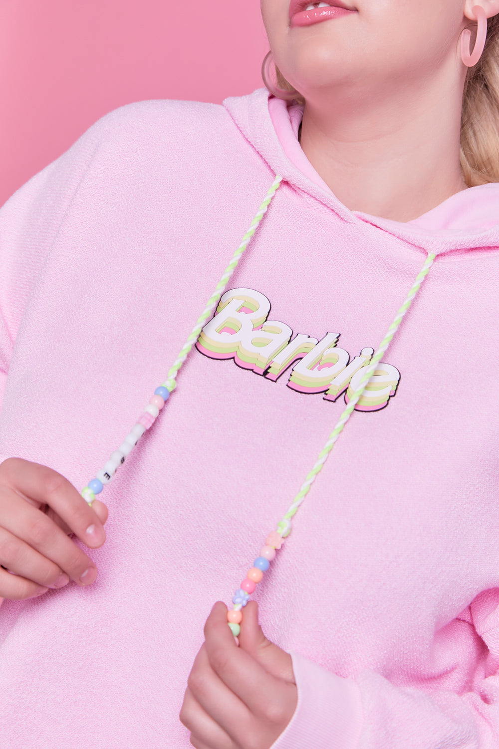 Plus Size Barbie Graphic Hoodie Pink