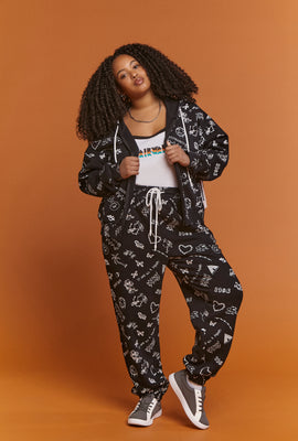 Link to Plus Size Airwalk Graphic Joggers Black