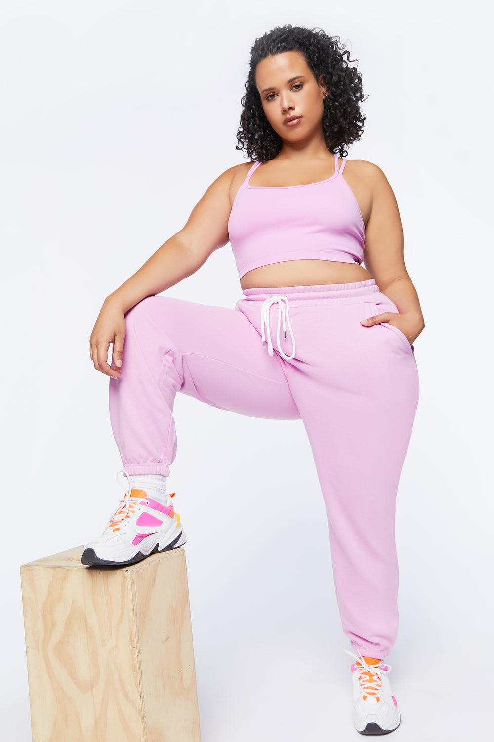 Plus Size French Terry Joggers Pink