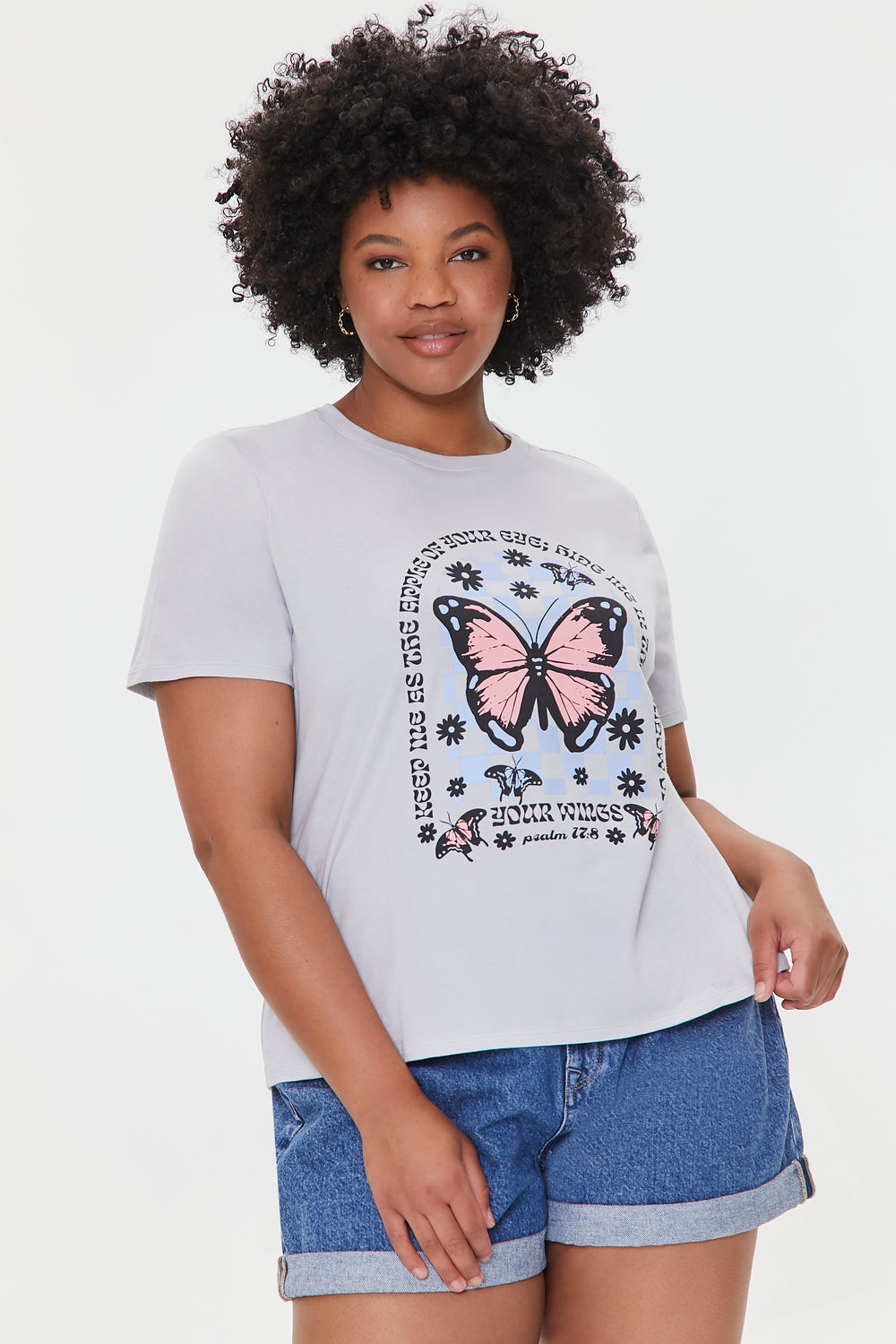 Plus Size Organically Grown Cotton Graphic Tee Grey