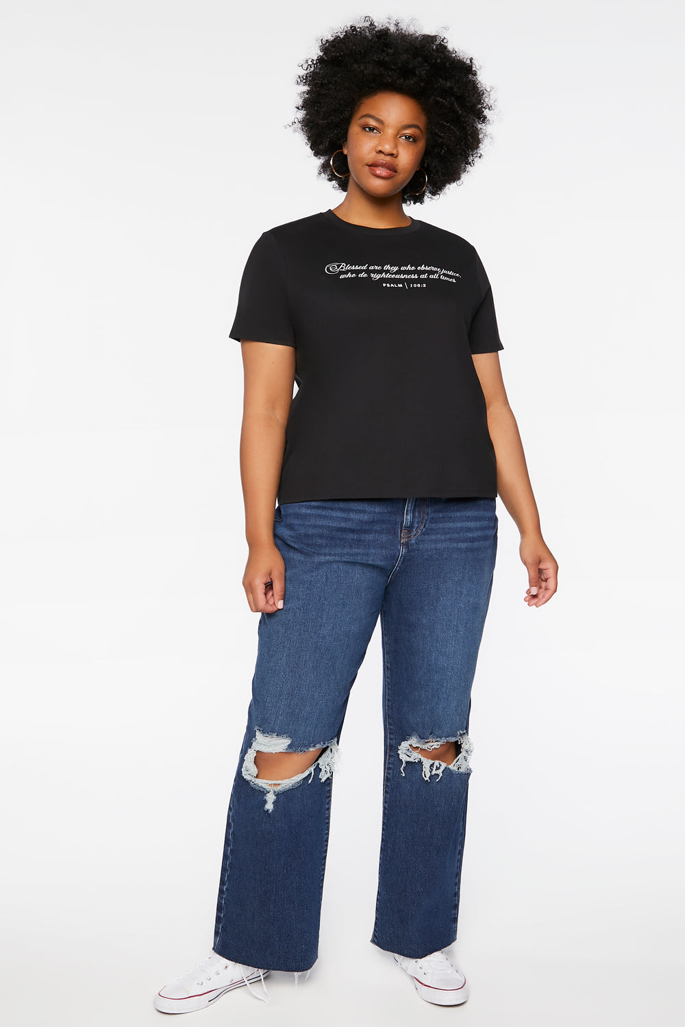 Plus Size Organically Grown Cotton Graphic Tee Black