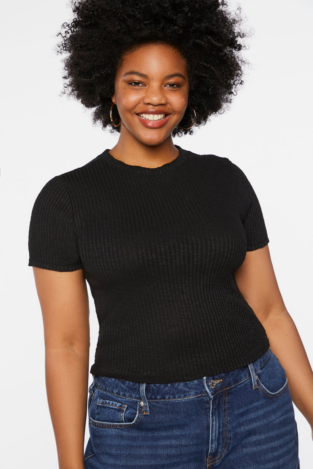 Plus Size High-Neck Tee Black