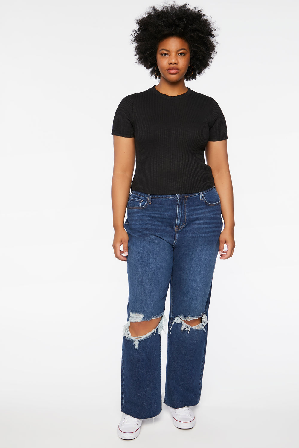 Plus Size High-Neck Tee Black