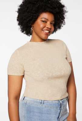 Link to Plus Size High-Neck Tee Taupe