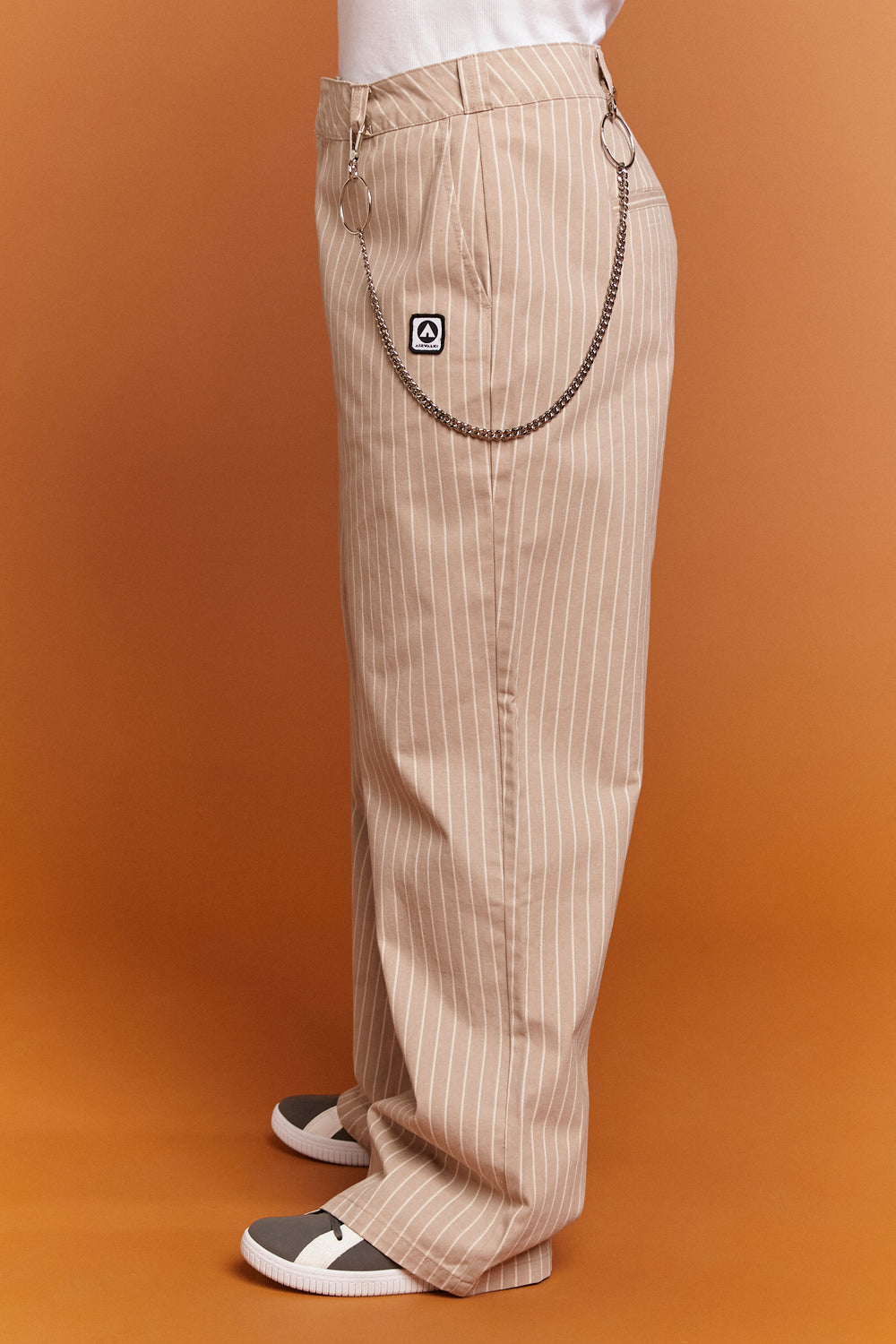 Plus Size Airwalk Pinstriped Twill Pants Beige