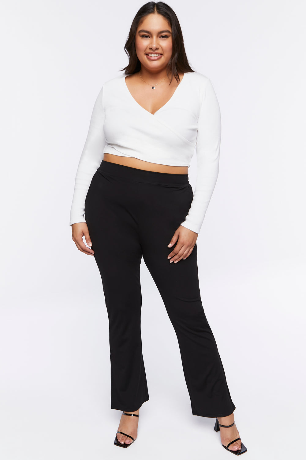 Plus Size Wide-Leg Slit Pants Black