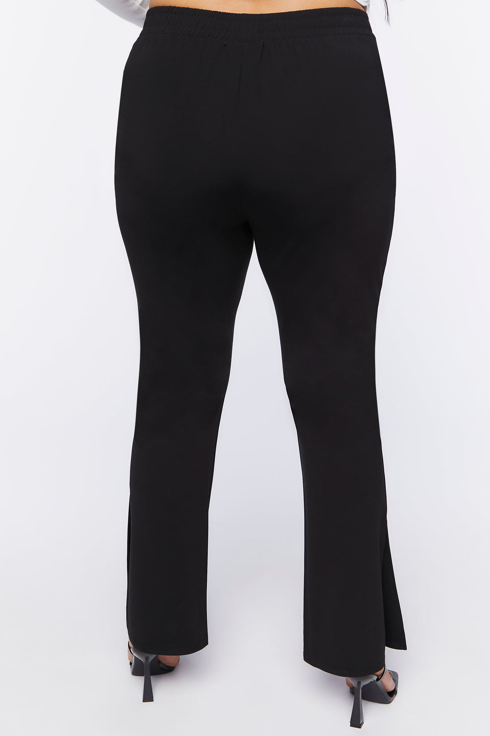 Plus Size Wide-Leg Slit Pants Black