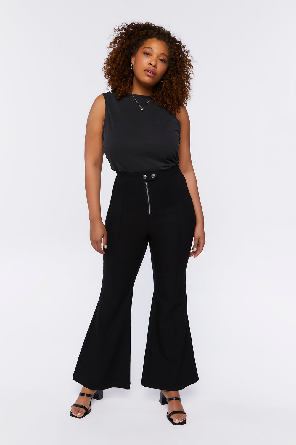 Plus Size High-Rise Flare Pants Black