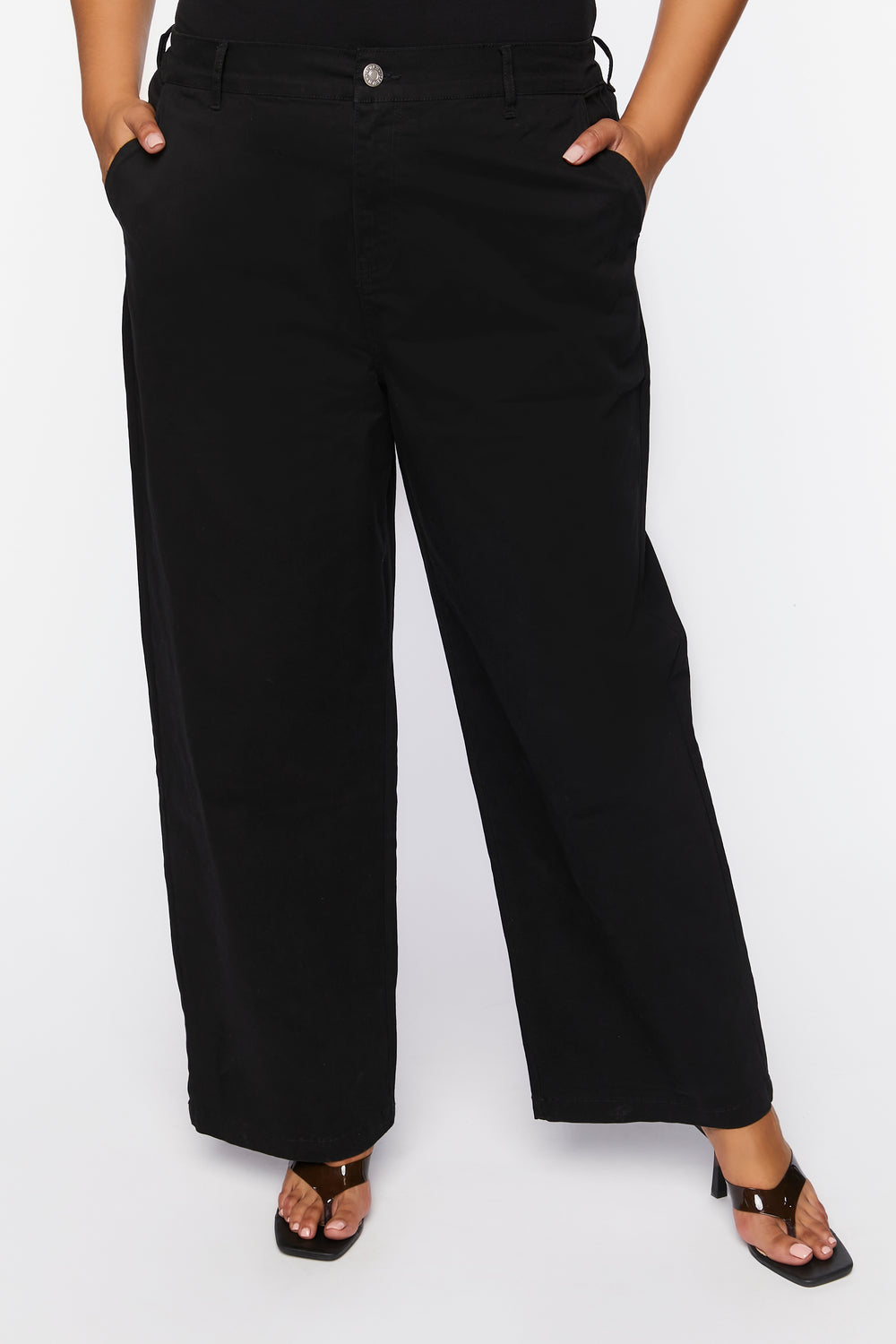 Plus Size Cotton-Blend Pants Black