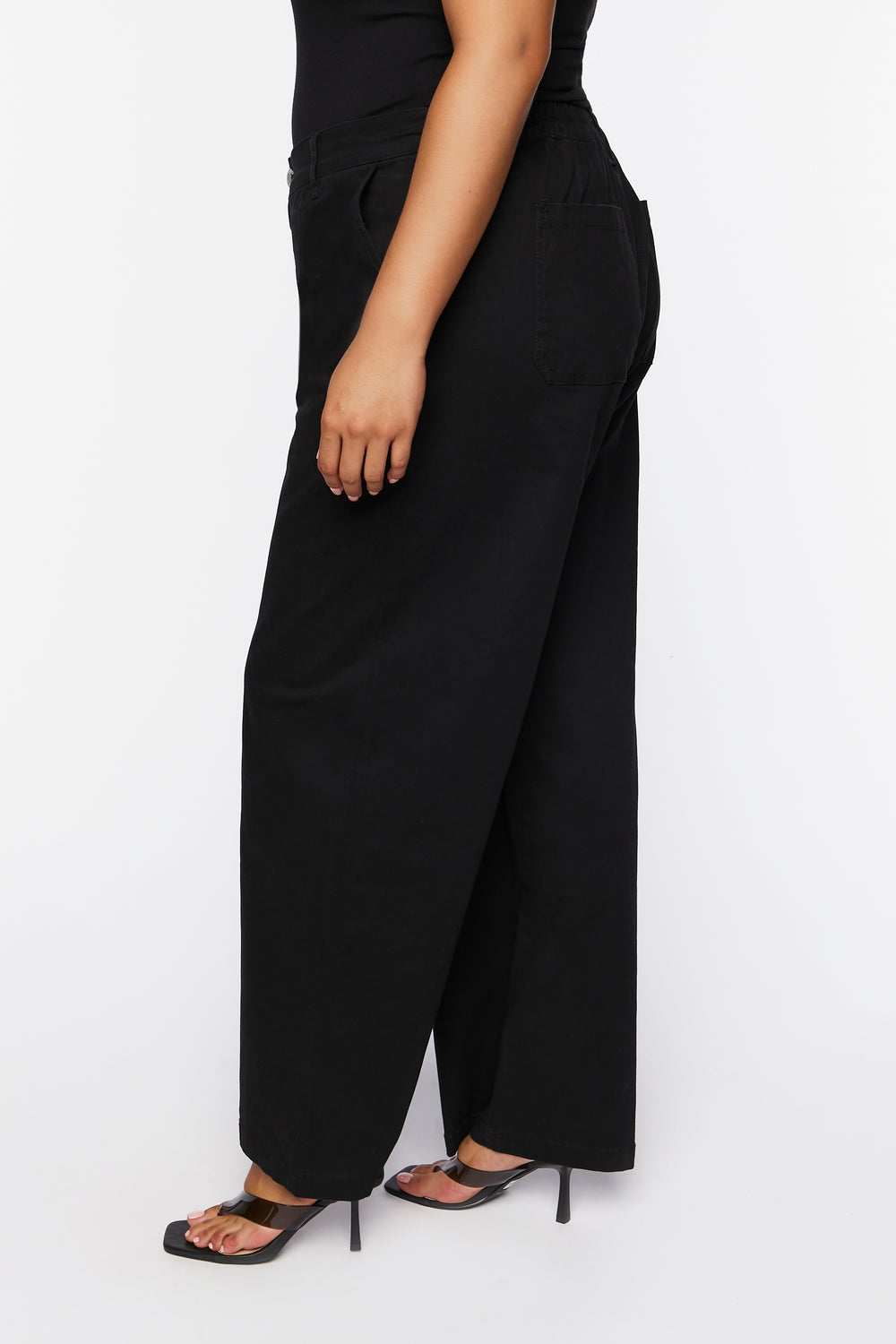 Plus Size Cotton-Blend Pants Black