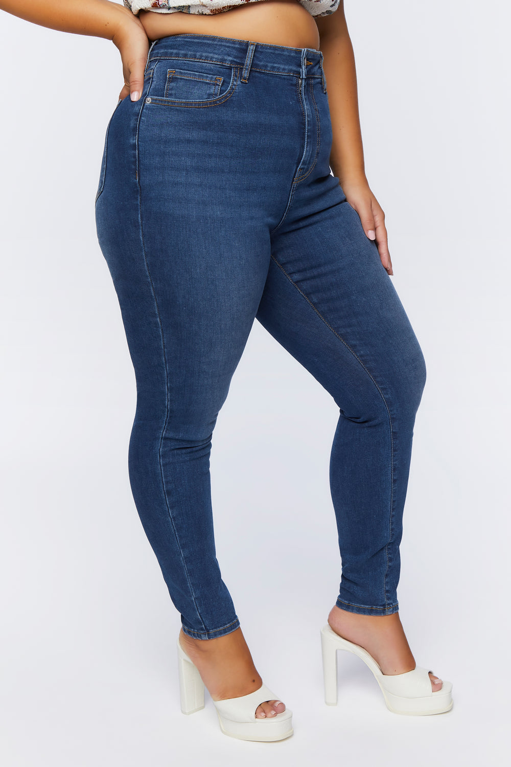 Plus Size Skinny High-Rise Jeans Denim Blue