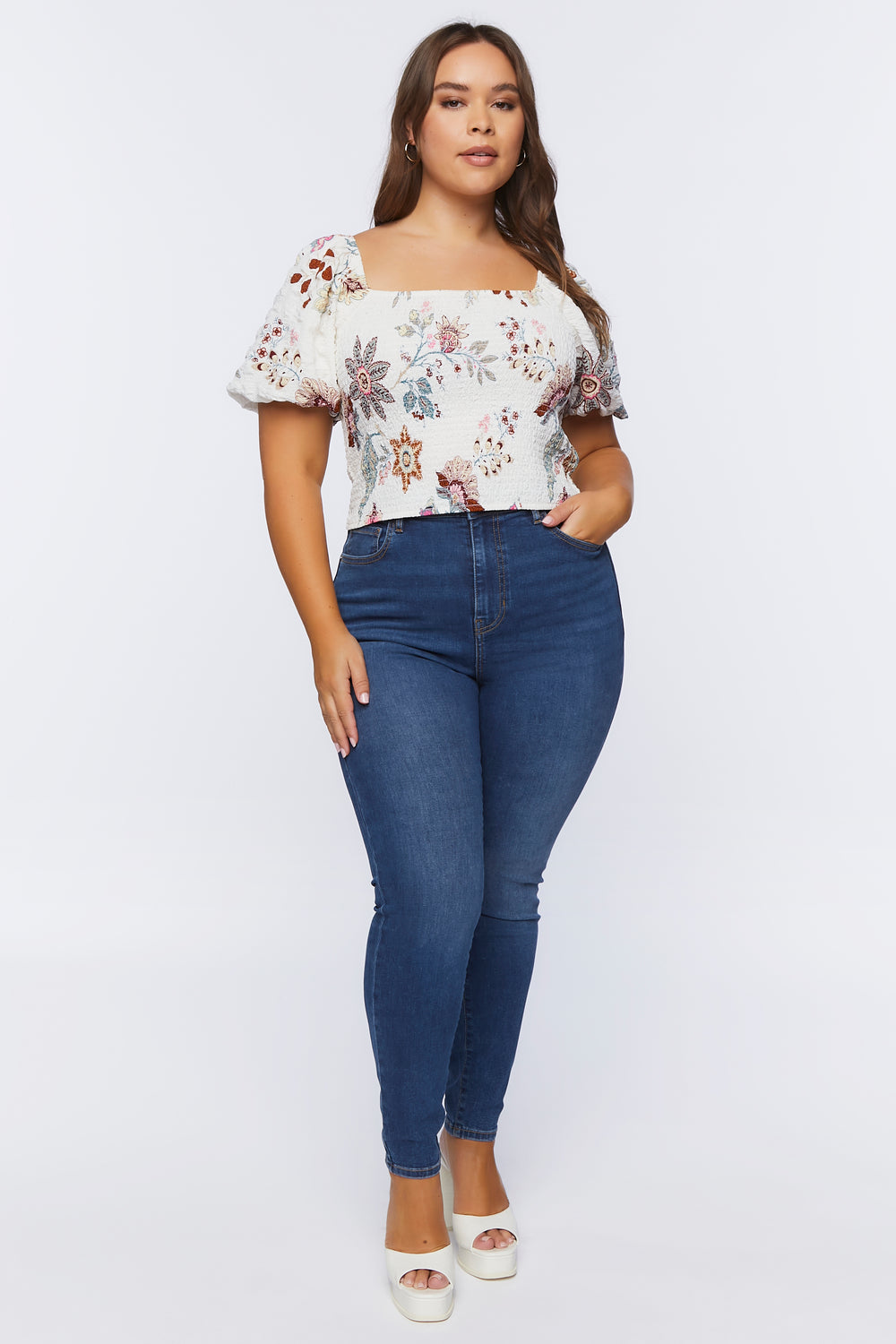 Plus Size Skinny High-Rise Jeans Denim Blue