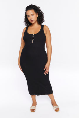 Link to Plus Size Bodycon Midi Dress Black