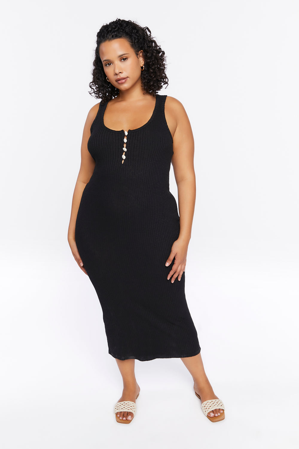 Plus Size Bodycon Midi Dress Black