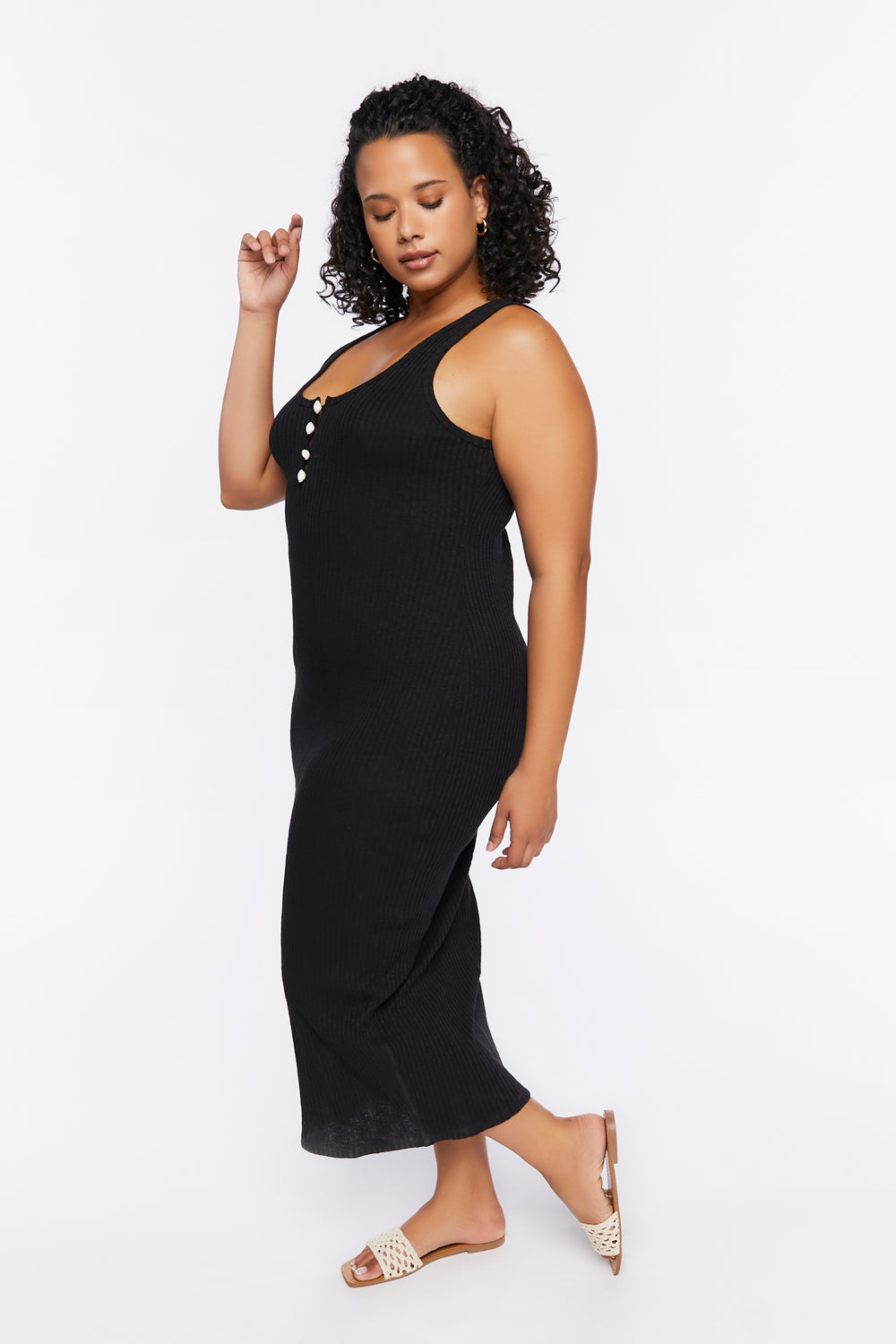 Plus Size Bodycon Midi Dress Black