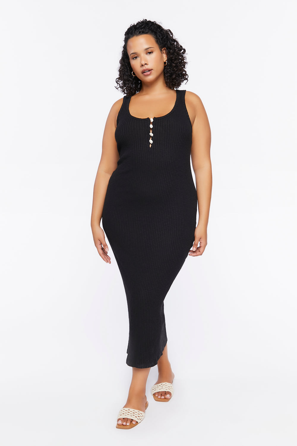 Plus Size Bodycon Midi Dress Black