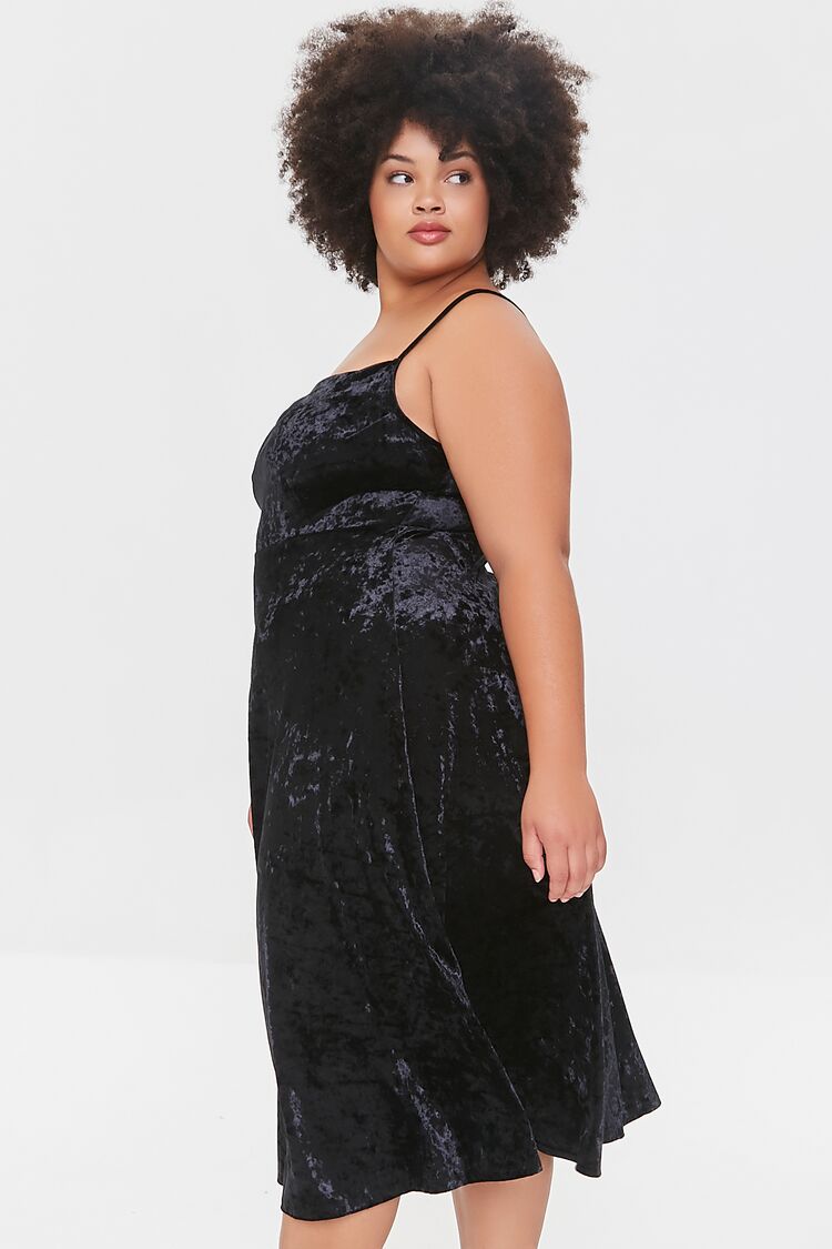 Plus Size Crushed Velvet Dress Black