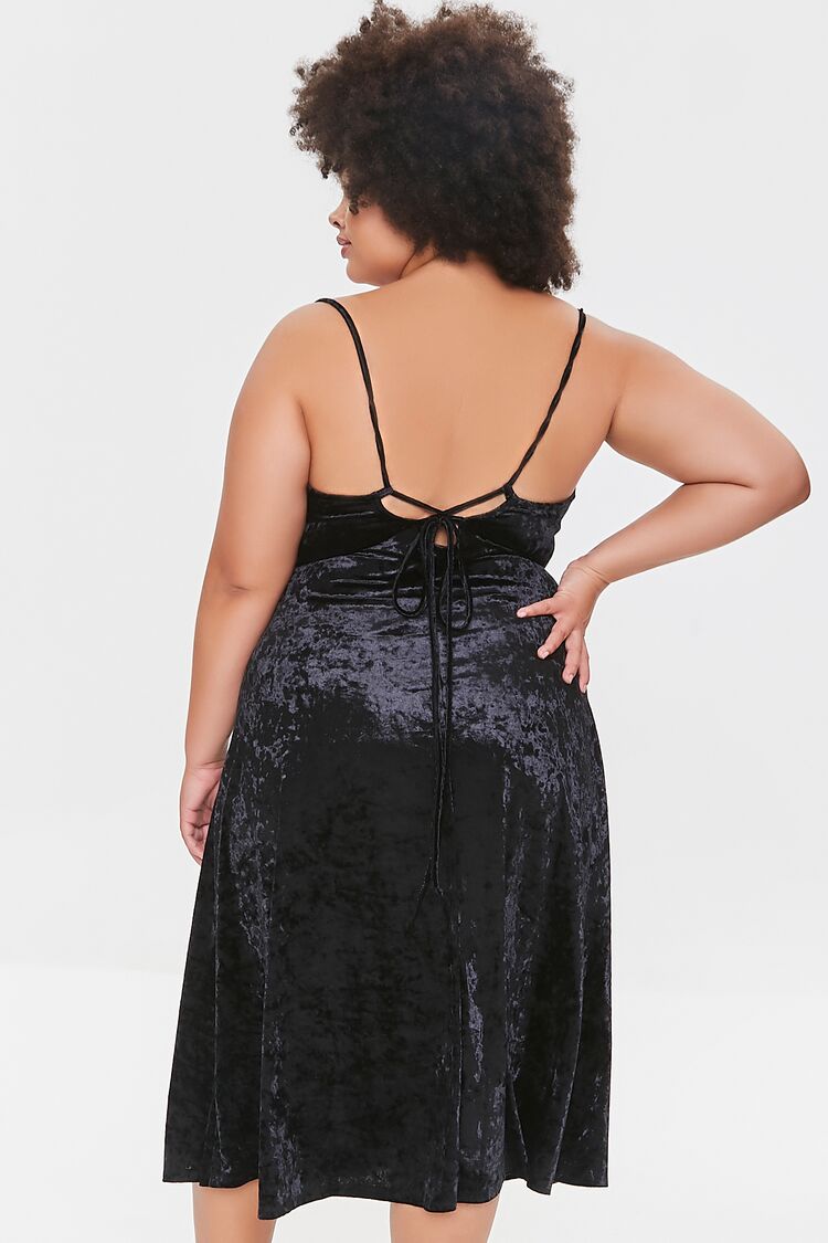 Plus Size Crushed Velvet Dress Black