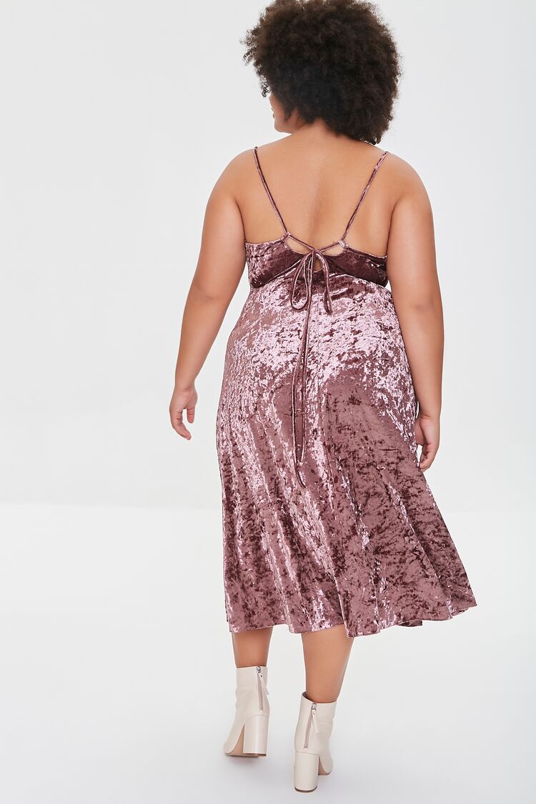 Plus Size Crushed Velvet Dress Wine