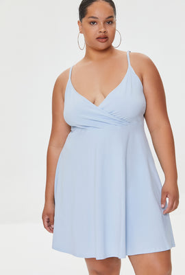 Link to Plus Size Surplice Skater Dress Blue