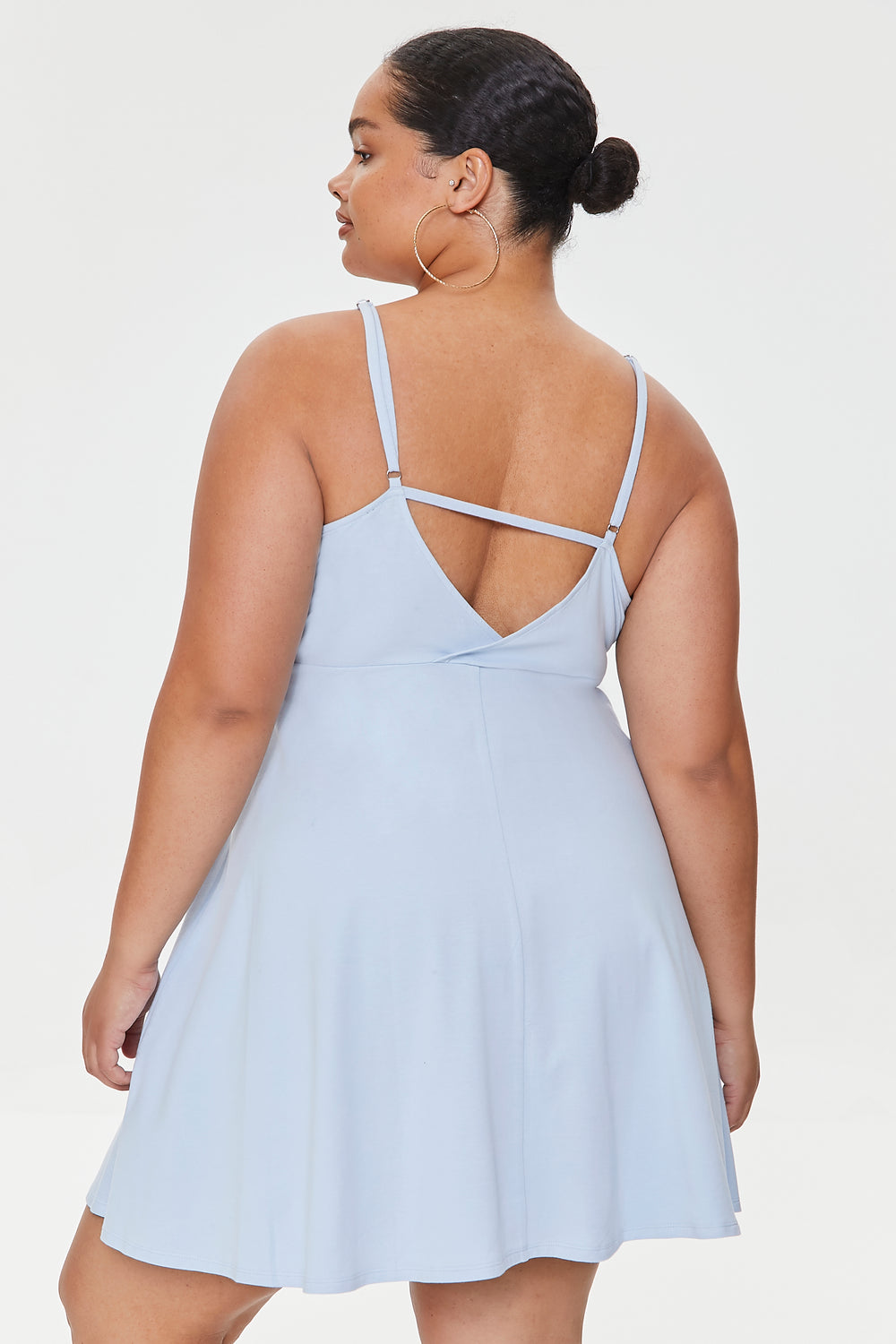 Plus Size Surplice Skater Dress Blue