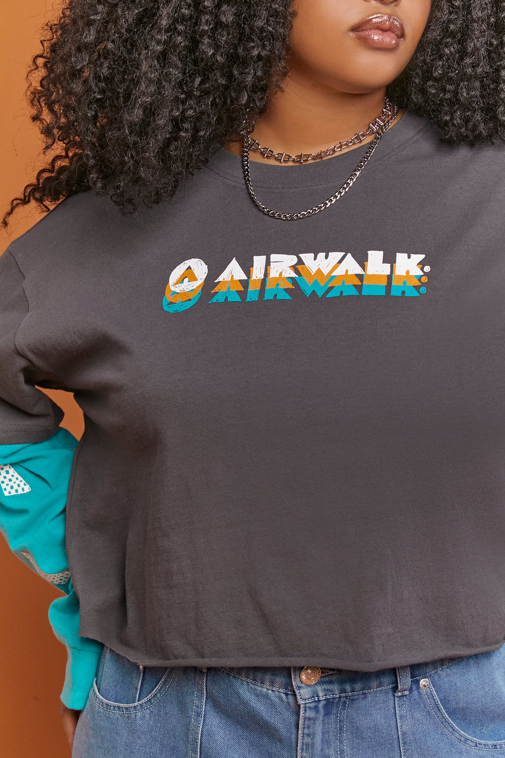 Plus Size Airwalk Combo Tee Heather Grey