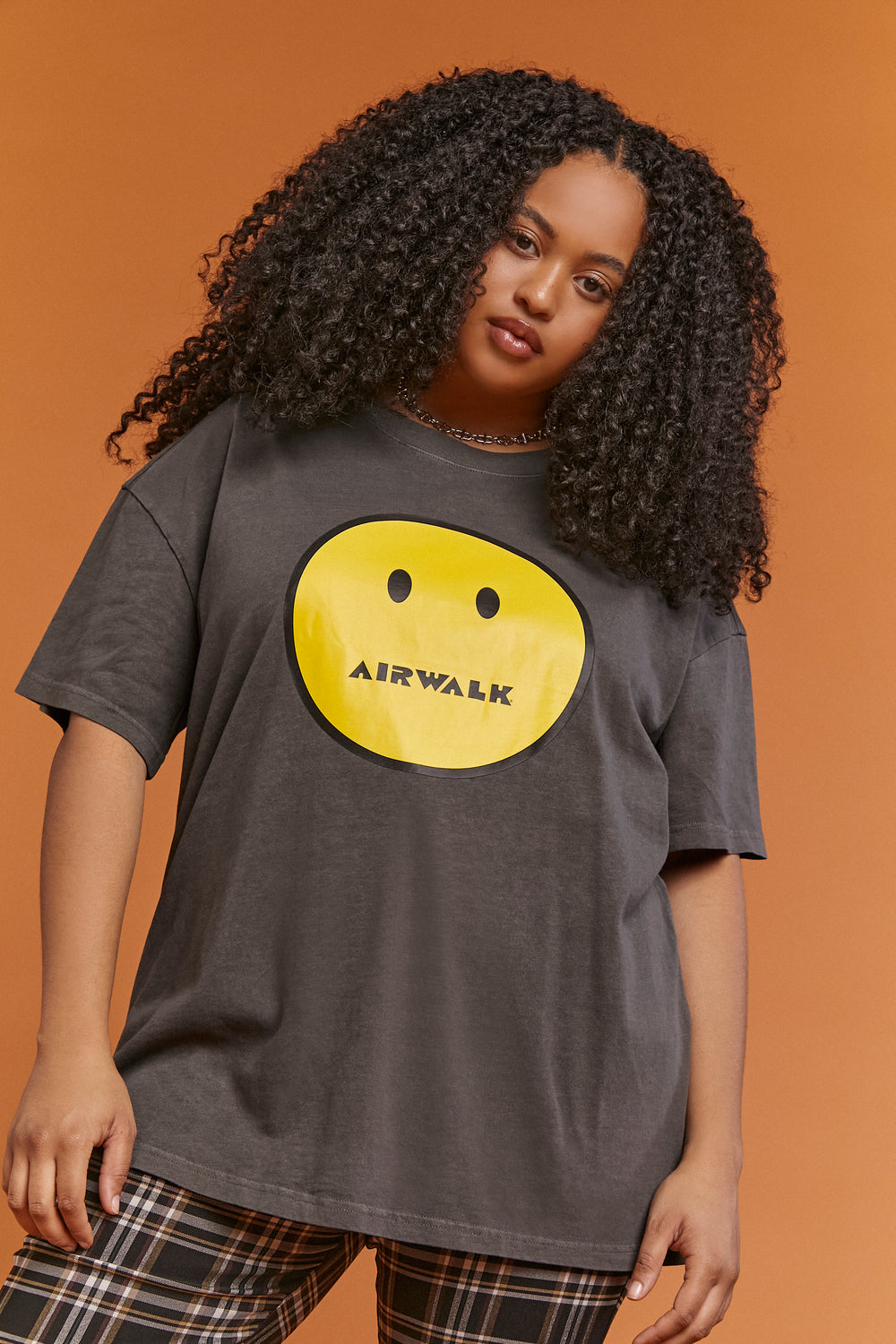 Plus Size Airwalk Happy Face Graphic Tee Black