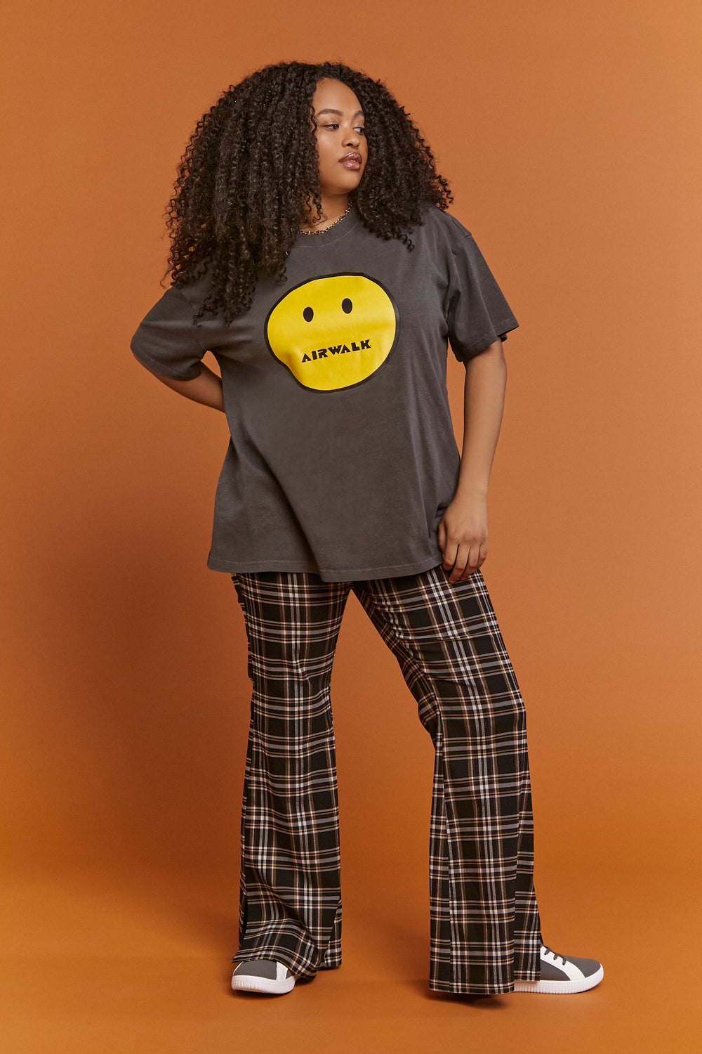 Plus Size Airwalk Happy Face Graphic Tee Black