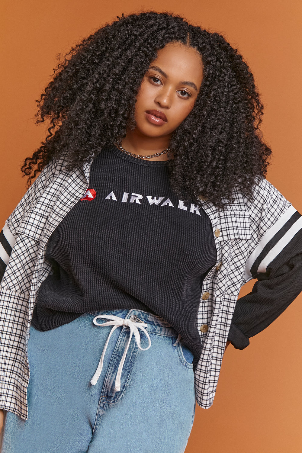 Plus Size Embroidered Airwalk Tee Charcoal