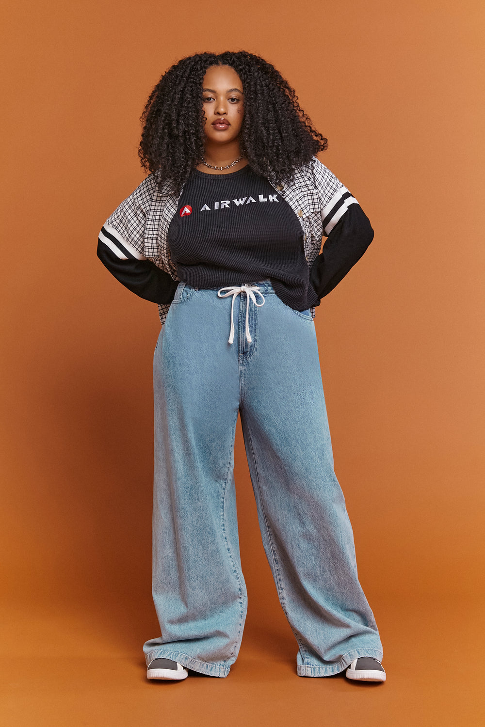 Plus Size Embroidered Airwalk Tee Charcoal