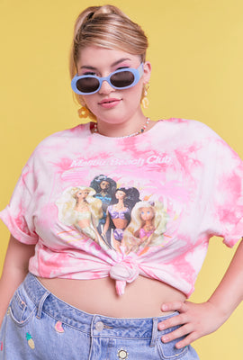 Link to Plus Size Barbie Graphic Tie-Dye Tee Pink