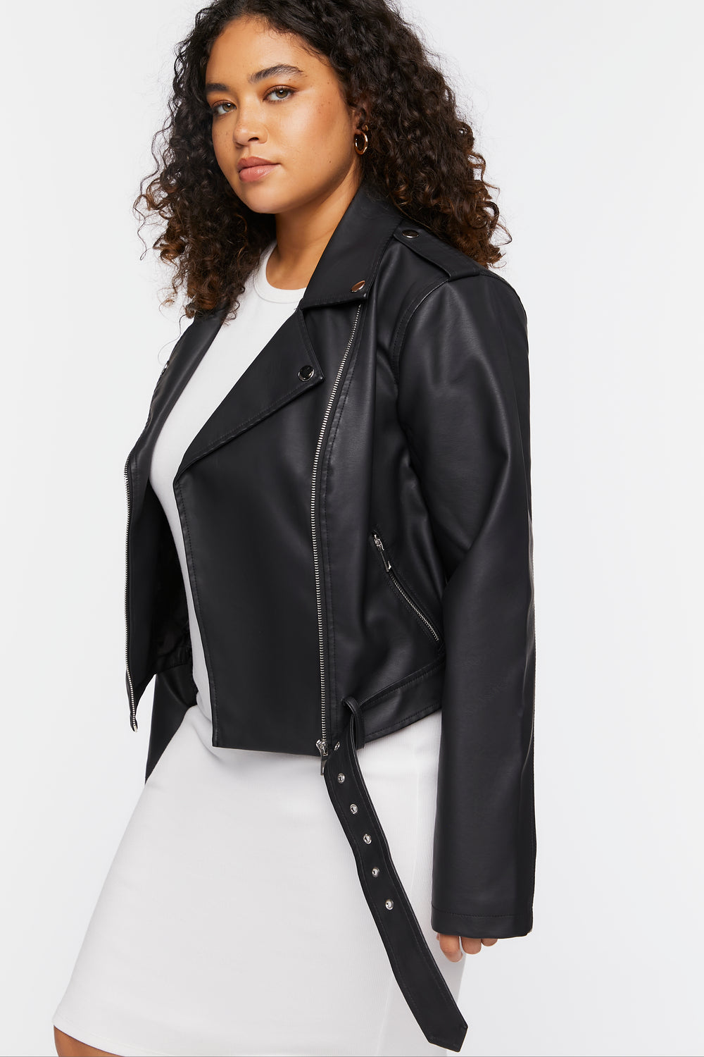 Plus Size Faux Leather Moto Jacket Black