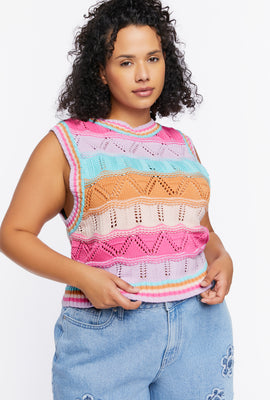 Link to Plus Size Colorblock Sweater Vest Pink