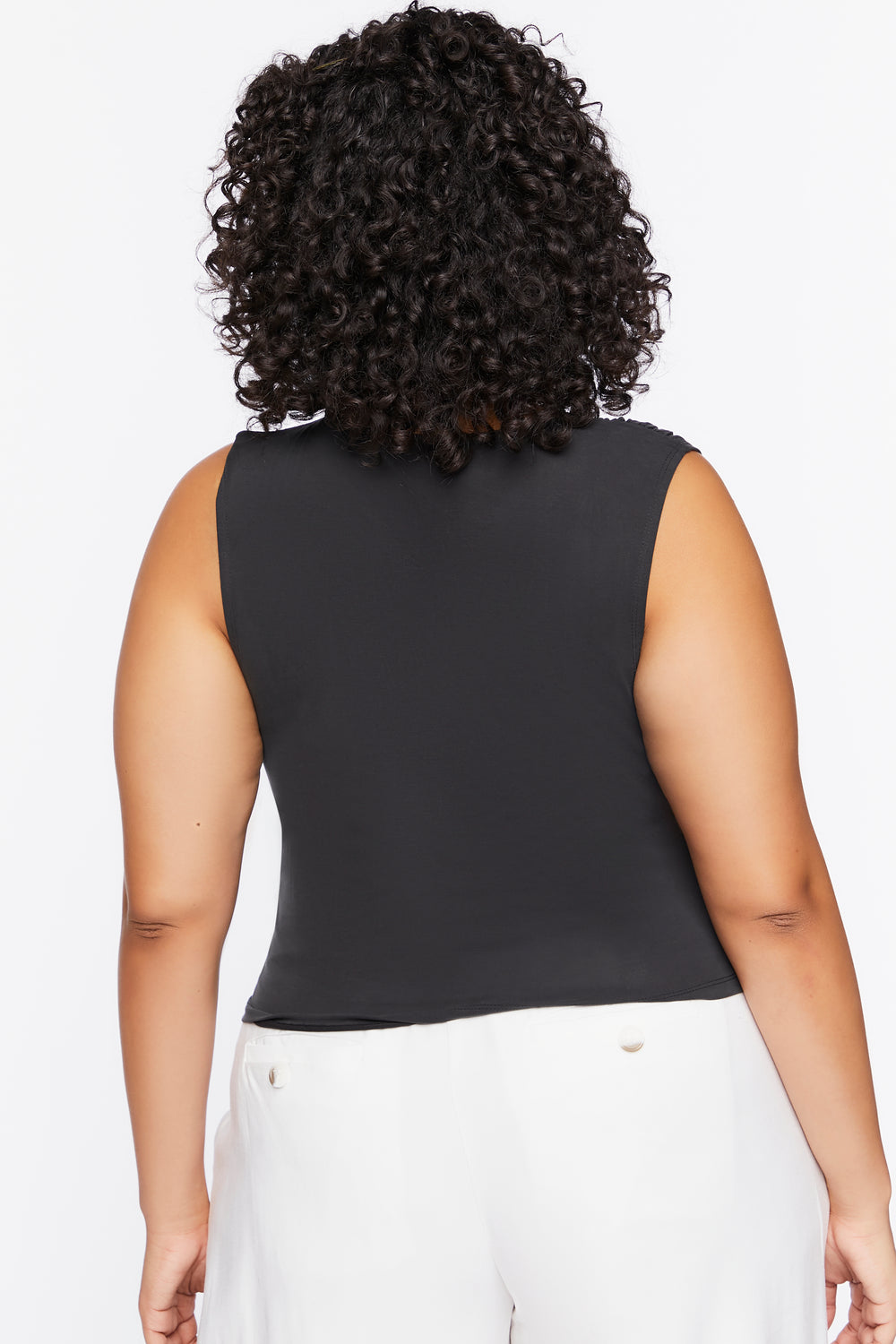 Plus Size Sleeveless Ruched Top Black