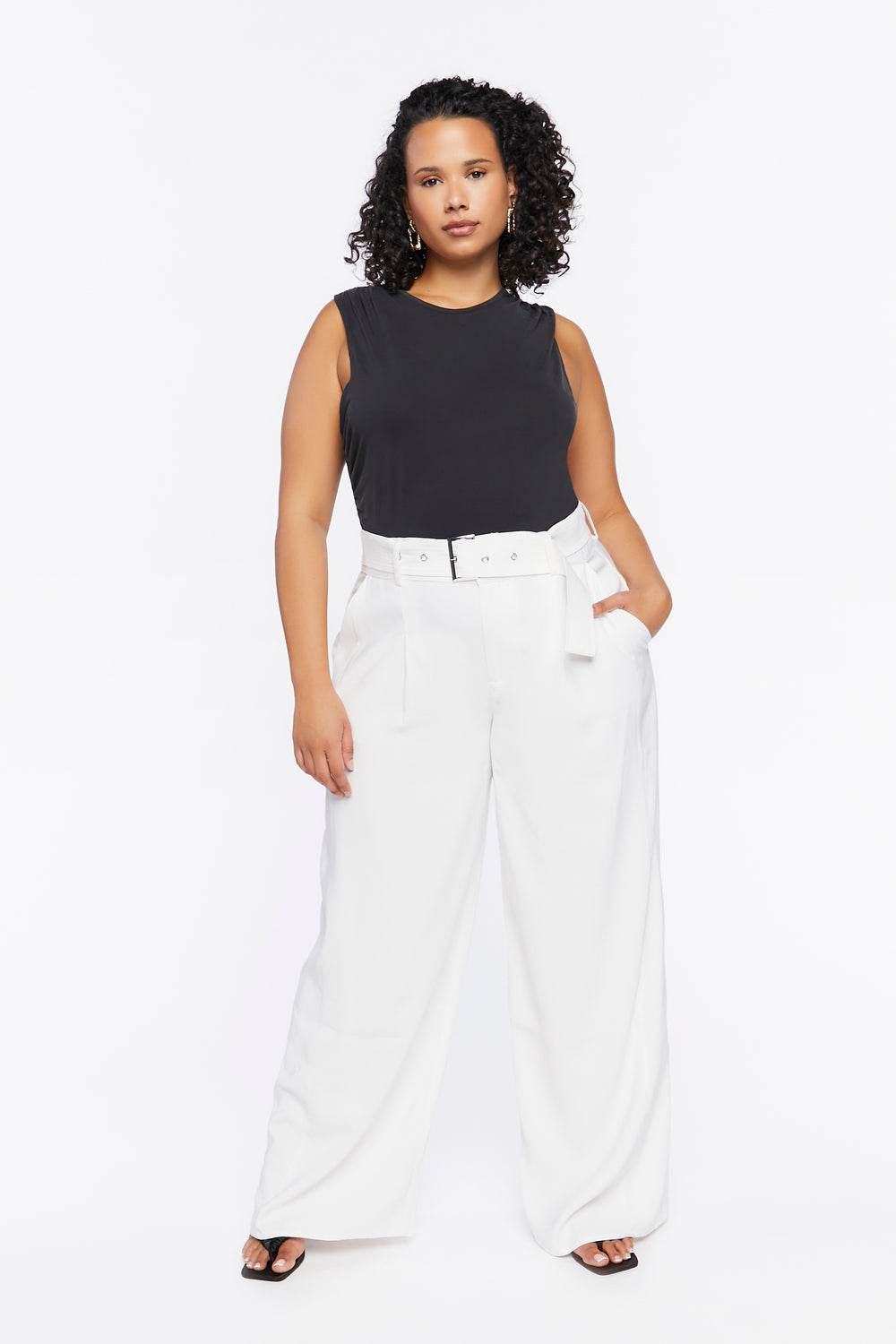 Plus Size Sleeveless Ruched Top Black