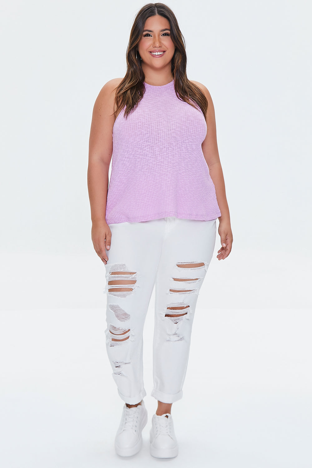 Plus Size Ribbed Racerback Tank Top Lilac