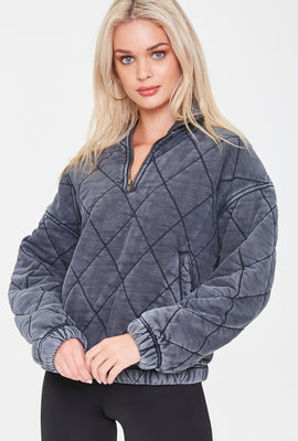 Link to Quilted Half-Zip Pullover Charcoal