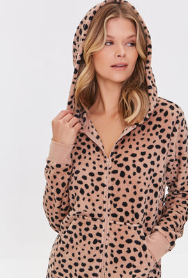 Link to Fleece Cheetah Pajama One-Piece Tan