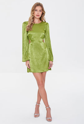 Link to Satin Cutout Mini Dress Green