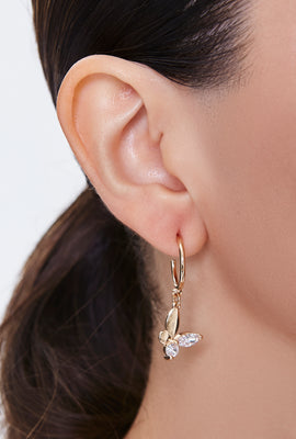 Link to Butterfly Hoop Drop Earrings Gold