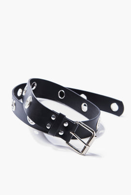 Link to Faux Leather Grommet Belt Black