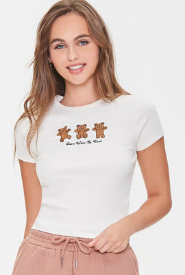 Link to Embroidered Teddy Bear Cropped Tee Cream