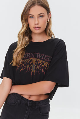 Link to Born Wild Graphic Cropped Tee Black