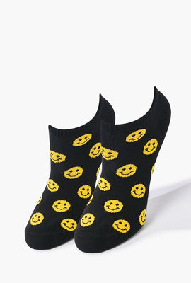 Link to Smiling Face Print Ankle Socks Black