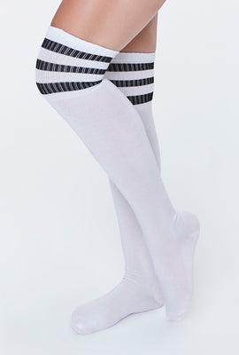 Link to Striped Over-the-Knee Socks White