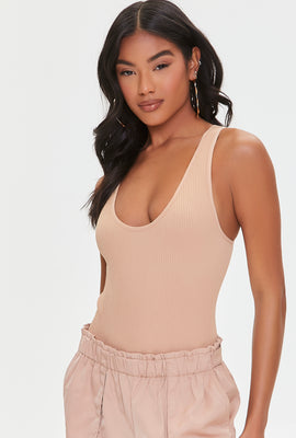 Link to Ribbed Knit Tank Bodysuit Taupe