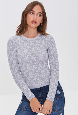 Link to Embroidered Floral Seamless Top Heather Grey