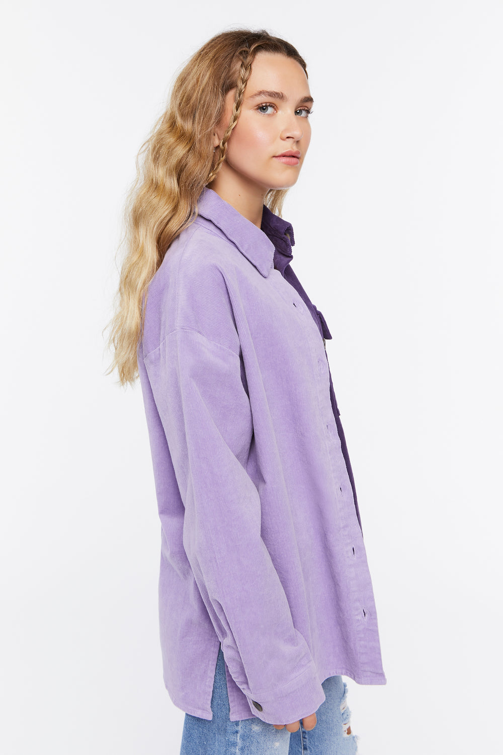 Corduroy Colorblock Shacket Lilac