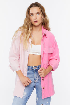 Link to Corduroy Colorblock Shacket Pink