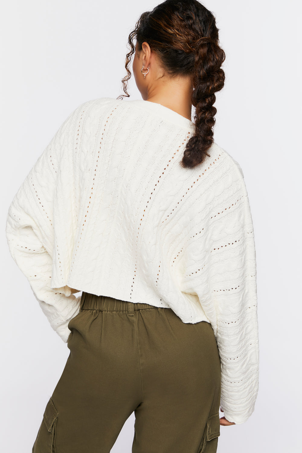 Cable Knit Cardigan Sweater Ivory